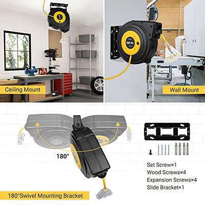 DEWENWILS Retractable Extension Cord Reel, 50FT Power Cord Reel with 14AWG/3C  SJTOW, 13A Circuit Breaker, Wall/Ceiling Mounted, 3-Lighted Triple Outlets  for Garage, Workshop, UL Listed, Yellow - Yahoo Shopping