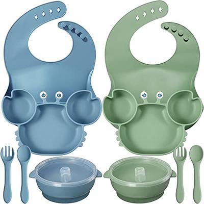 15 Pcs Baby Led Weaning Supplies, Silicone Baby Feeding Set, Suction Bowl  Divided Plate with Suction Adjustable Bib Soft Spoon Fork, Infant Baby  Toddler Self Eating Utensil (Beige, Orange, Light Gray) 