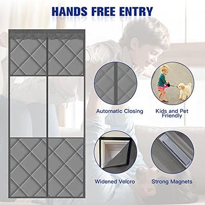 MAGZO Insulated Door Curtain for Winter, Fits Door Size 38 x 82, Center  Opening, Upgraded Oxford Cloth Filled with Thicken Polyester Cotton, Door