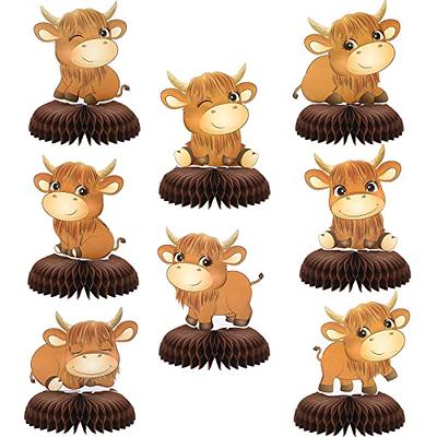 Kosiz 8 Pcs Highland Cow Honeycomb Centerpieces Cow Table Topper