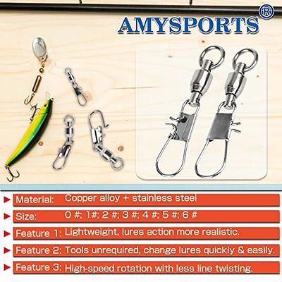 AMYSPORTS Fishing Swivels with Interlock Snap Ball Bearing Swivels