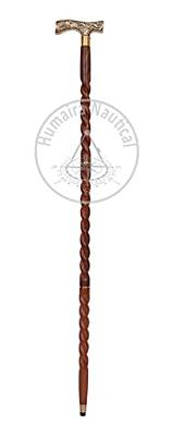 Humaira Nautical Solid Brass Lion Head Handle Wooden Walking Stick Cane  Vintage Designer Handmade