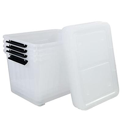 Easymanie 50 Quart Plastic Wheeled Storage Bin, 4 Packs, Plastic