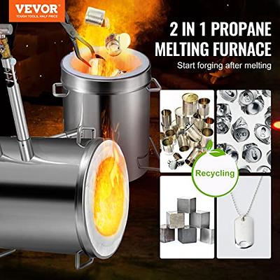 Nelyrho 12kg Large Propane Melting Furnace Kit with Two Crucible Tongs, Full Stainless Steel Foundry Klin Smelting Gold Silver Copper Aluminum Metal