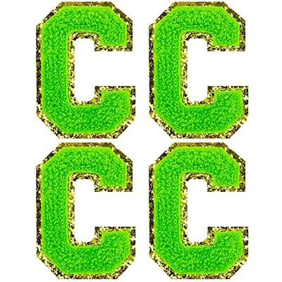 Green / Gold Chenille Letter Patch Patches Iron on / Sew on