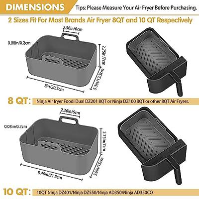 2PCS Air Fryer Silicone Pot for Ninja Foodi Dual DZ201, Reusable Air Fryer  Liner for Ninja 8QT with Mitts Basket Accessories (Black) - Yahoo Shopping