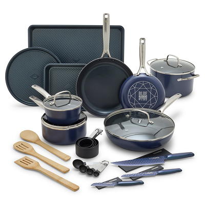 Kenmore Elite 10 Piece Aluminum Diamond-infused Ceramic Nonstick Cookware  Set In Blue : Target