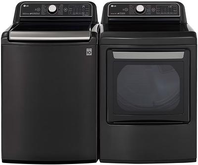 Black Steel Smart Side by Side Front Load Laundry Pair with WM6700HBA 27 Washer and DLGX6701B 27 GAS