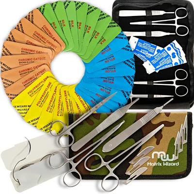 Complete Sterile Suture Practice Kit for First Aid Field Emergency and  Medical Students Training - Including Large Silicone Suture Pad and  Sterilized