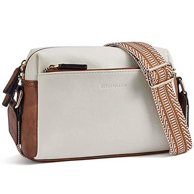 Beige Leather Mini crossbody bag with pockets