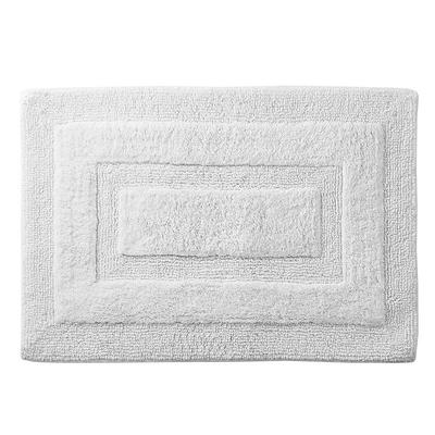 Home Decorators Collection 17 in. x 24 in. White Textured Border Cotton Machine Washable Bath Mat