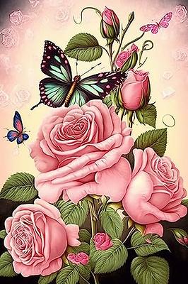 Butterfly Rose Diamond Painting Kits for Adults-Diy Flowers Diamond Art  12X16