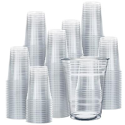 Prestee 200 Clear Plastic Cups | 16 oz Plastic Cups | Disposable Cups | Pet Clear Cups | Plastic Water Cups | Plastic Beer Glass | Clear Plastic Party