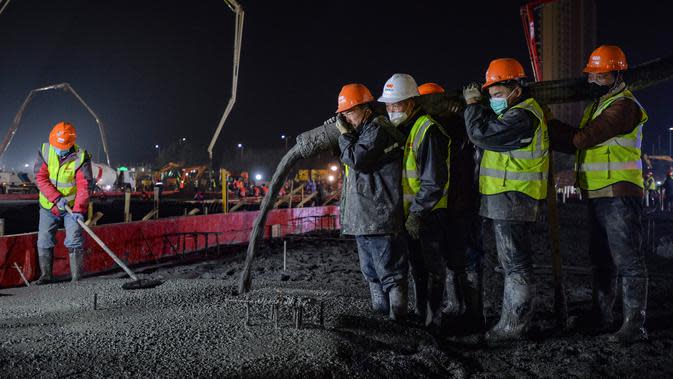 FOTO: Menengok Progres Pembangunan Rumah Sakit Virus Corona di Wuhan