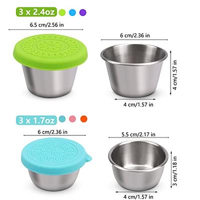 Reusable Condiment Containers Stainless Steel Sauce Cup With Silicone Lids  1.7oz Salad Dressing Container Picnic Food Storage