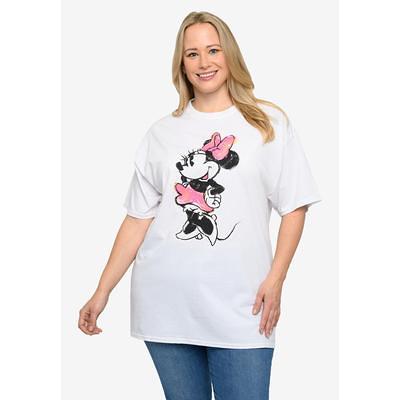 Plus Size Women's Disney Minnie Mouse Sketch T-Shirt White T-Shirt