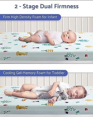 VEVOR Crib Mattress Two-Sided Breathable Toddler Mattress of Memory Foam Baby Mattress for Infant and Toddler with 2 Waterproof Covers for