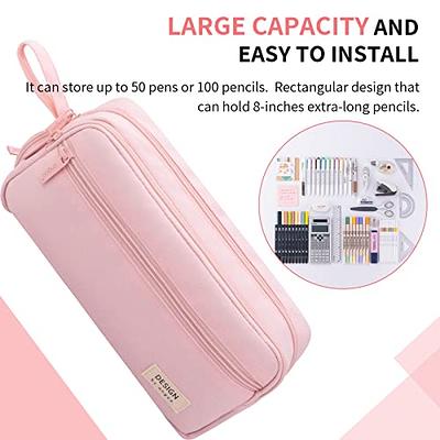  HVOMO Big Capacity Pencil Case High Large Storage Pouch Marker Pen  Case Travel Simple Stationery Bag School College Office Organizer for Teens  Girls Adults Student（Pink） : Office Products