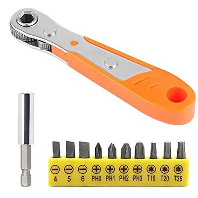 NEIKO 03044A 1/4-Inch Drive Mini Ratchet Screwdriver Set, 8 Pc, Cr-V Steel,  Tight Reach, 90 Degree Screwdriver, Low Profile, Close Quarter, Right Angle  Offset, Short Phillips, Slotted, Torx Star - Yahoo Shopping