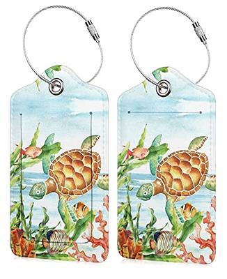  2 Pack Luggage Tags for Suitcase,sea Color Flower Fish,Leather  ID Labels Loop Privacy Cover for Travel Bag : Clothing, Shoes & Jewelry