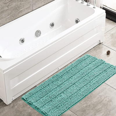 PrimeBeau Striped Bath Rugs for Bathroom Anti-Slip Bath Mats Soft Plush  Chenille Shaggy Mat, Taupe Brown, 47 x 17 Plus 17 x 24