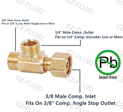 Ice Maker Water Line Brass Tube Fitting, 3/8 Male x 1/4 Compression  (10Pack)