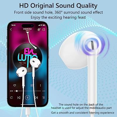 2 Pack-Apple Earbuds with Lightning Connector(Built-in Microphone & Volume  Control) in-Ear Stereo Headphone Headset Compatible with iPhone