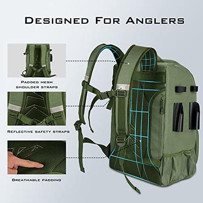 Outdoor Camouflage Fishing Tackle Bag Lightweight Large Capacity Reflective Strip Design Storage Bag With Rod Holder