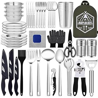 Camping Cooking Utensils Set, Stainless Steel Grill Tools, Camping