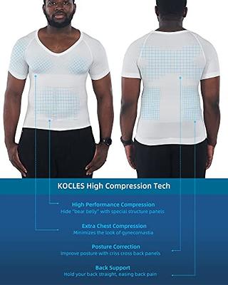  KOCLES Gynecomastia Compression Shirts for Men, Shapewear  Slimming Body Shaper Undershirt, V-Neck Baselayer T-Shirt for Workout  Sports, Fajas para Hombres (Black, Medium) : Clothing, Shoes & Jewelry