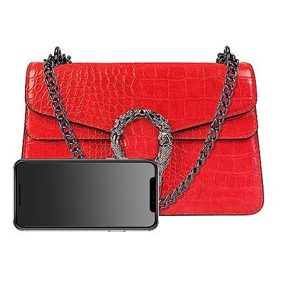 Women's Chain Crossbody Shoulder Bag - Leather Crossbody Bag Chain Strap  Clutch Square Satchel Wallet