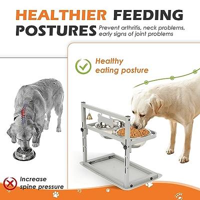 Elevated Dog Bowls for Large Dogs with Slow Feeder - Adjustable Height  Raised Dog Bowl Stand with