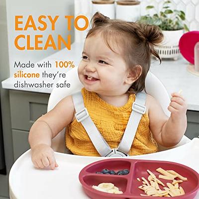 ANARI Baby Led Weaning Supplies, Divided Silicone Suction Toddler Plates  and Bowls Set, First Stage Self Feeding Baby Utensils