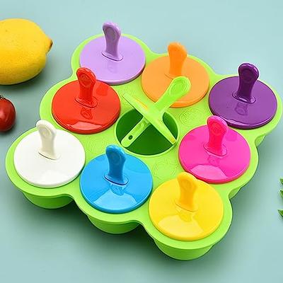 4 Silicone Popsicle Molds 7-Cavity DIY Ice Pop Mold w/ Colorful Sticks Baby  Kids