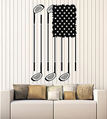 Vinyl Wall Decal Golf Sport Game Club Flag of America Interior