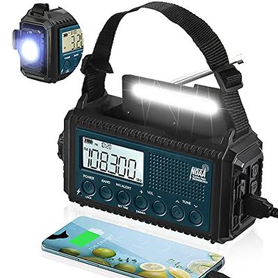 5000 Weather Radio,Solar Hand Crank 5-Way Power Emergency  Radio,AM/FM/Shortwave/NOAA Alert Survival Portable Radio,Power Bank USB  Charger,Camping