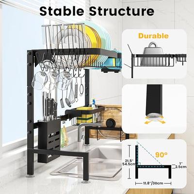 Tomorotec Never Rust Aluminum Dish Rack and Drain Board with Utensil  Holder, 2-Tier Kitchen Plate Cup Dish Drying Rack Tray Cutlery Dish Drainer  (Matt