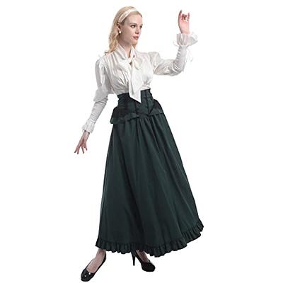  CR ROLECOS Renaissance Costume Women Medieval Peasant Dress  Trumpet Sleeve Victorian Ren Faire Shirt and Skirt Army Green L : Clothing,  Shoes & Jewelry