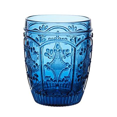 Fitz and Floyd Wildflower 12-oz Double Old Fashioned Glasses 4-Piece Set - Blue