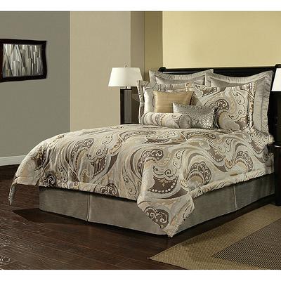 Chezmoi Collection 7-Piece Luxury Navy Gold Floral Jacquard Comforter Set  Queen Size