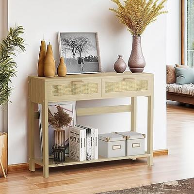 ANBAZAR Console Table, Narrow Console Table for Entryway, Sofa Table with Storage Drawers and Shelf for Living Room, Espresso, Brown