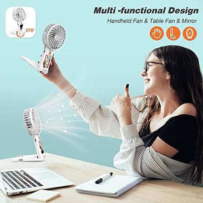 Gaiatop Mini Portable Fan, Powerful Handheld Fan, Cute Design 3 Speed  Personal Small Desk Fan with Base, Lightweight Makeup USB Rechargeable Fan  for
