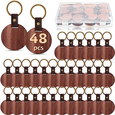 Ecally 48 Pcs Wooden Keychain Blanks Leather Strap Wood Keychain Blanks  Round Wood Keyring with for DIY Employee Coworker Gift Craft - Yahoo  Shopping