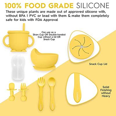 Baby Led Weaning Supplies Silicone Baby Feeding Set–11Pcs Baby Feeding  Supplies with Suction Bowls and Plates, Fork, Spoon, Bib, Sippy Cup,  Food-Grade Silicone Baby Utensils(Yellow) - Yahoo Shopping