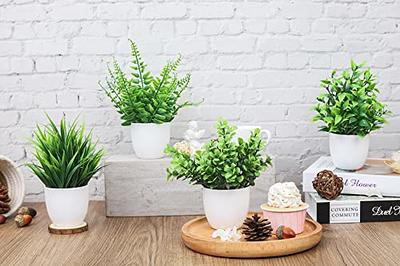 Perfireal 4 Packs Small Fake Plants Mini Artificial Faux Plants with Flowers  for Home Room Farmhouse Bathroom Decor Indoor