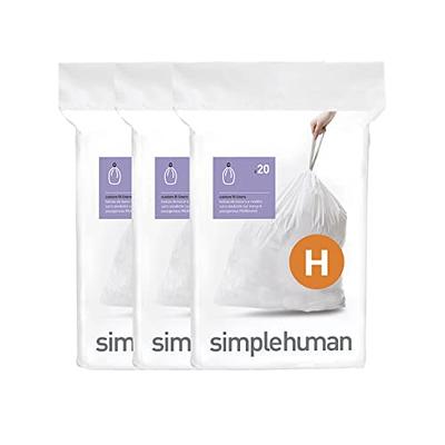 simplehuman Code J Custom Fit Drawstring Trash Bags, 240 Roll Pack, 30-45  Liter / 8-12 Gallon, White