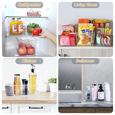 Stackable Refrigerator Organizer Bins, 6 Pack Clear Kitchen Organizer  Container Bins with Handles and 20 PCS Plastic Bags for Pantry, Cabinets