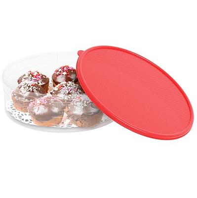 Pie Carrier Cake Storage Clear Container with Red Lid