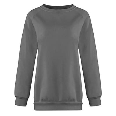 Crewneck Sweatshirts for Women Fall Winter Fashion 2023 Basic Solid Color  Oversized Pullover Teen Girl Cute Plus Size Hoodie Preppy Clothes Petite Long  Sleeve Shirts Sweater(B-Dark Gray,Large) - Yahoo Shopping