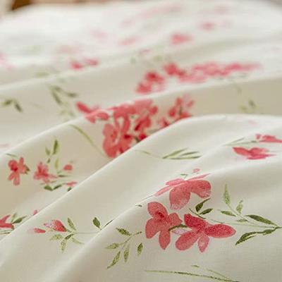 Girls Duvet Cover Twin Floral Aesthetic Bedding Sets White Pink